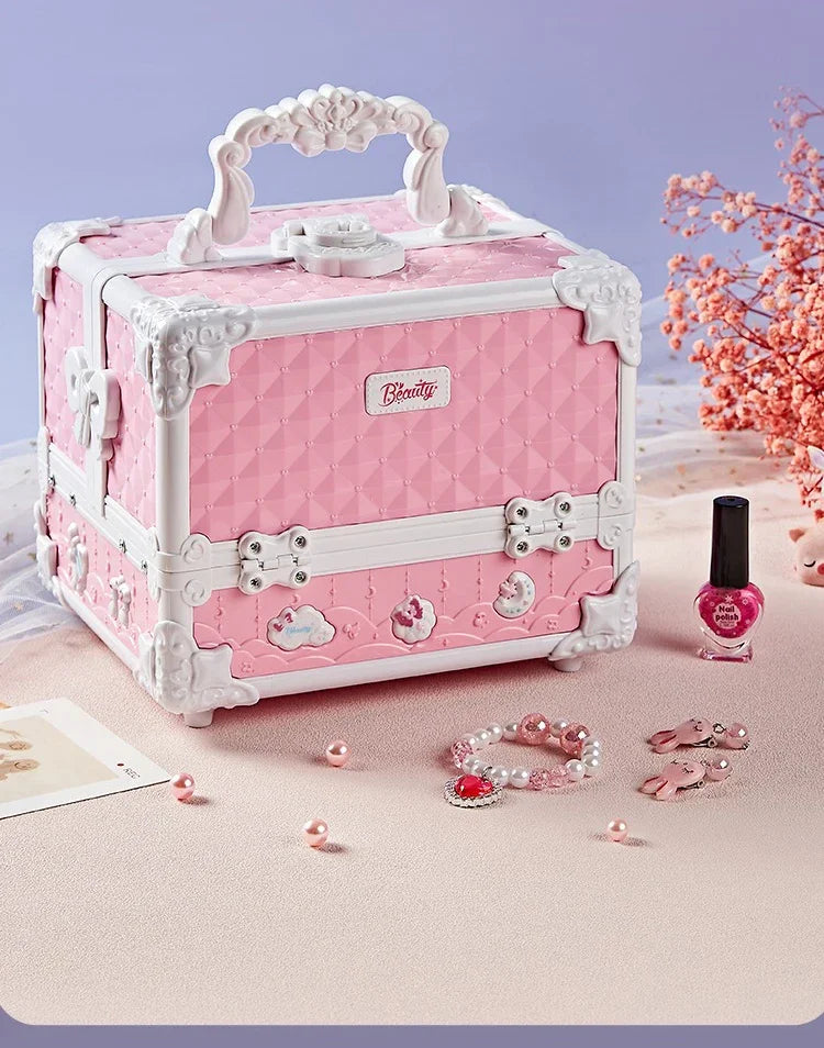 Kids Makeup Kit Little Girls 49 Pcs Washable Makeup Kit Real Girl Princess Make Up Kit with Cosmetic Case Play Set Birthday Gift-Serilas