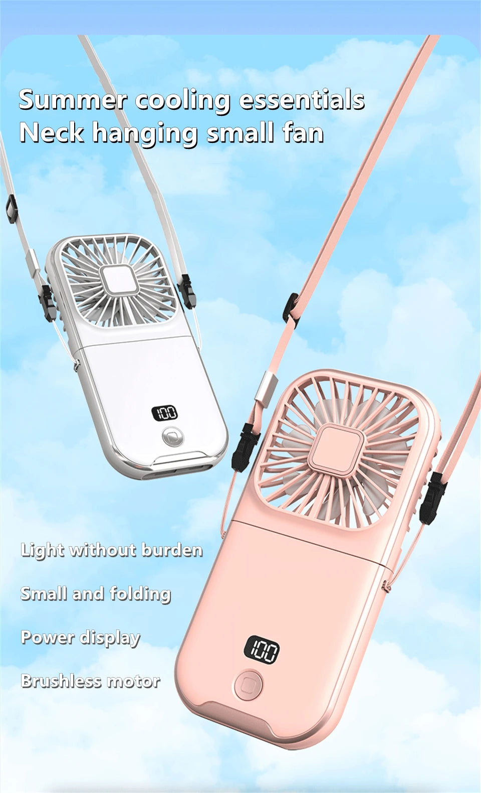 Foldable Hanging Neck Fan Cooling Desktop Refrigeration Handheld USB Mini Fan Camping Mute Ventilador Air Cooler for Sports-Serilas