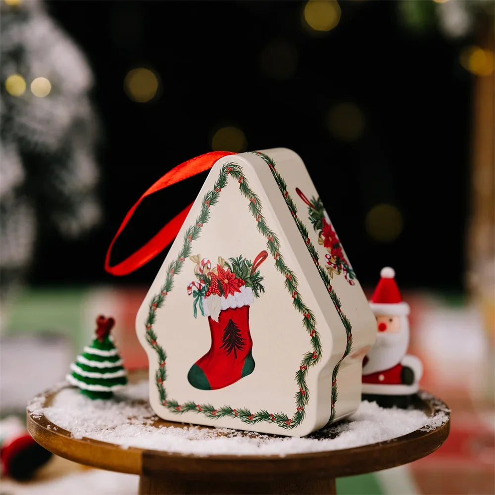 Christmas Tin Gift Box Cartoon Printed Tinplate Box Square Candy Storage Container for Xmas Holiday Packaging Supplies-Serilas