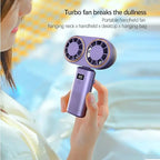 Handheld Personal Fan Compact Rechargeable Dual Fan Cooler Rechargeable Cooling Fan with Digital Display Personal Portable Fan-Serilas