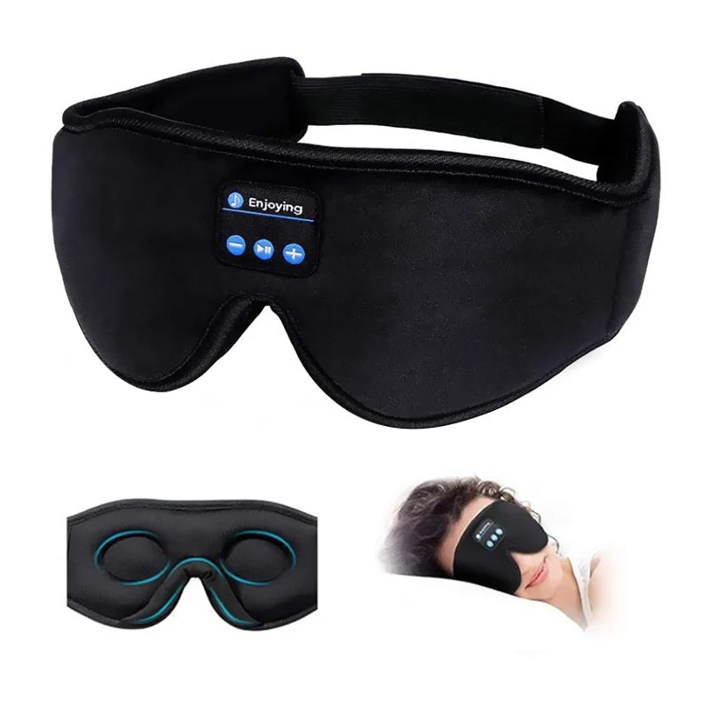 Bluetooth Sleeping Headphones 3D Eye Mask Wireless Air Travel Bluetooth 5.0 Headband Soft Elastic Comfortable Music Earphones-Serilas