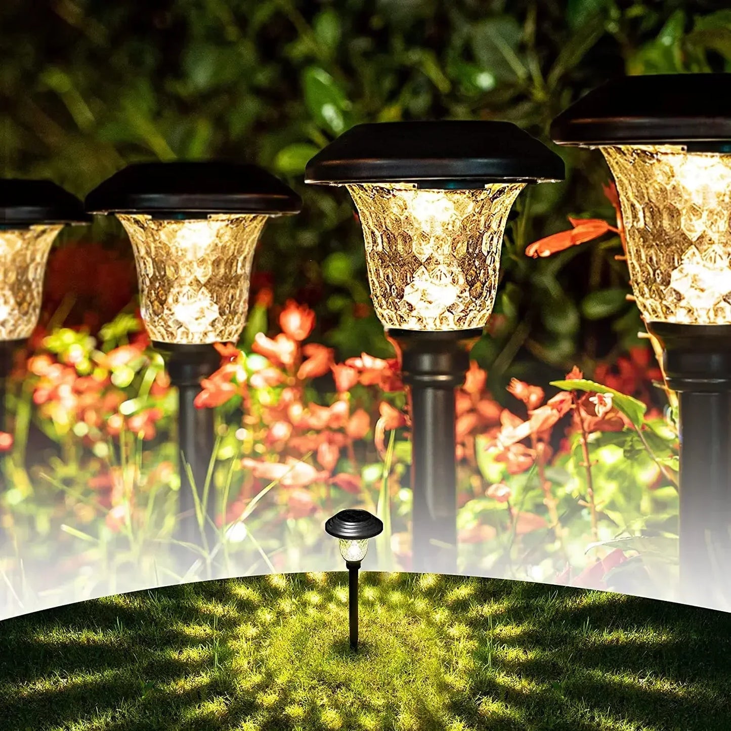 Solar Pathway Lights Outdoor Solar Yard Lamp Warm Lighting IP65 Waterproof LED Auto On Off Solar Lights for House Garden Path