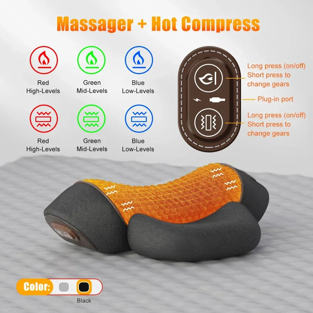 Electric Neck Massager Pillow Cervical Stretcher Heating Vibration Massage Back Traction Orthopedic Sleeping Pillows Support-Serilas