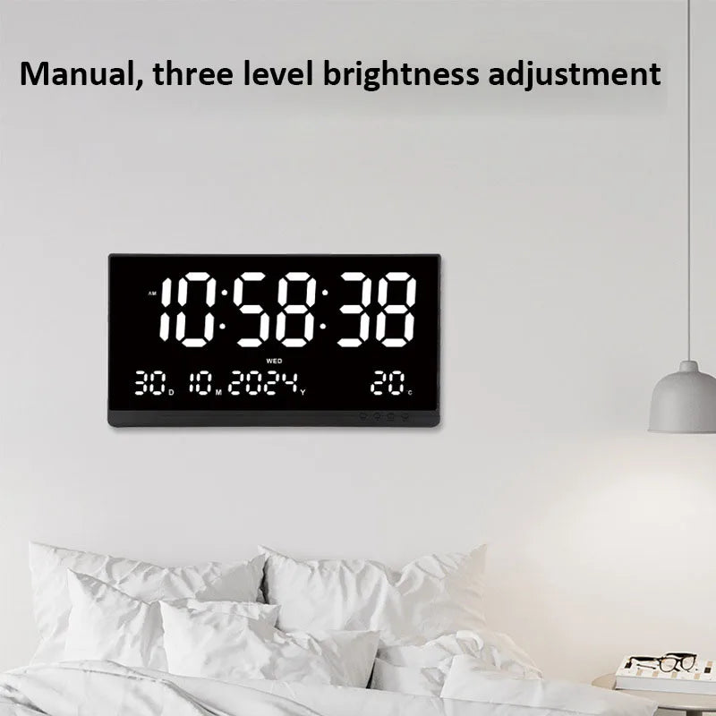 21 Inch Large Digital Wall Clock Large LED Screen Display Clock with Time/Date/Week/Temperature 12/24H Adjustable Brightness-Serilas