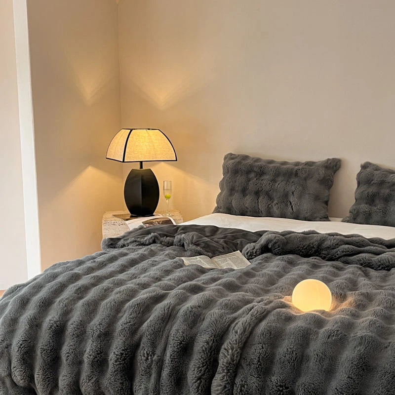 Luxury Faux Fur Rabbit Fur Thickened Blanket, Winter Soft Blanket Throw for Home Bed Sofa Cover 100X150cm 150X200cm 200X230cm-Serilas