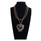 Chunky Gold Chain Necklace for Women Hypoallergenic Long Silver Love Heart Necklace Bold Statement Thick Puffy for Women Trendy-Serilas