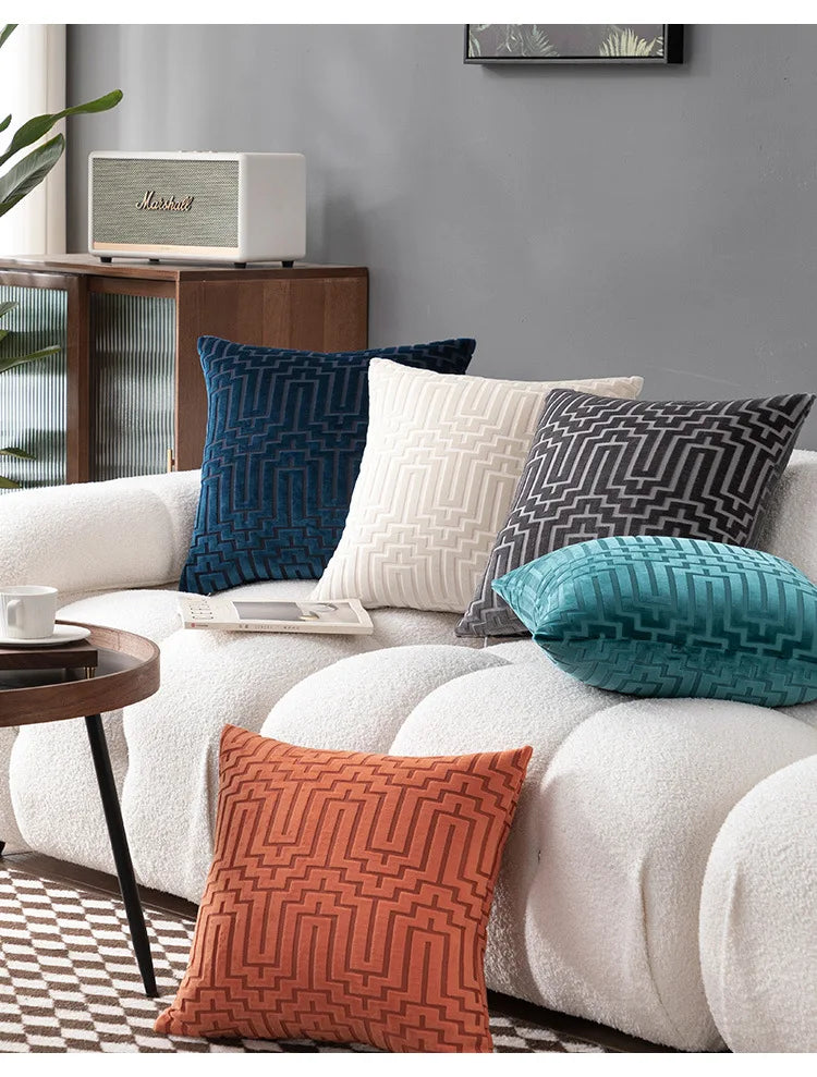 Pillow Cover Cut Velvet Geometric Creative Decoration Cushion Cover 45x45-Serilas