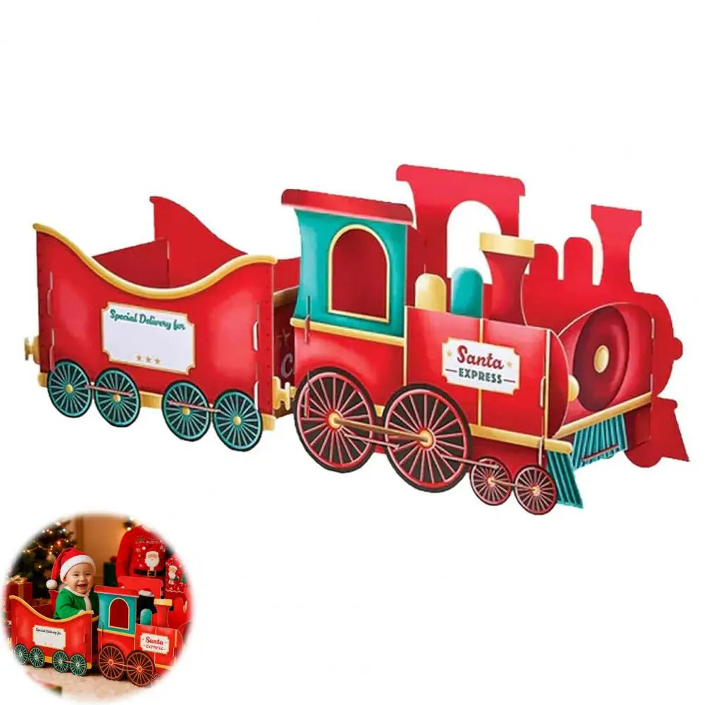 Christmas Gift Train Christmas Train Decoration Festive Christmas Train Toy Set with Santa Gift Boxes Gingerbread Ornaments-Serilas