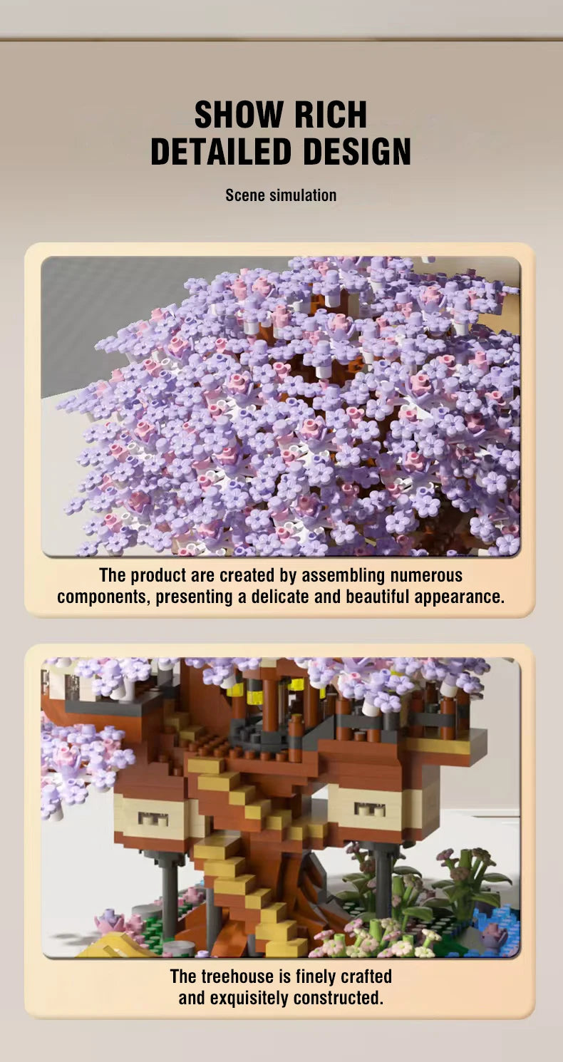 Christmas Gifts DIY Flowers Tree House Micro Building Blocks Block Assembly Brick Handmade Girls Girlfriend Birthday gift kids-Serilas