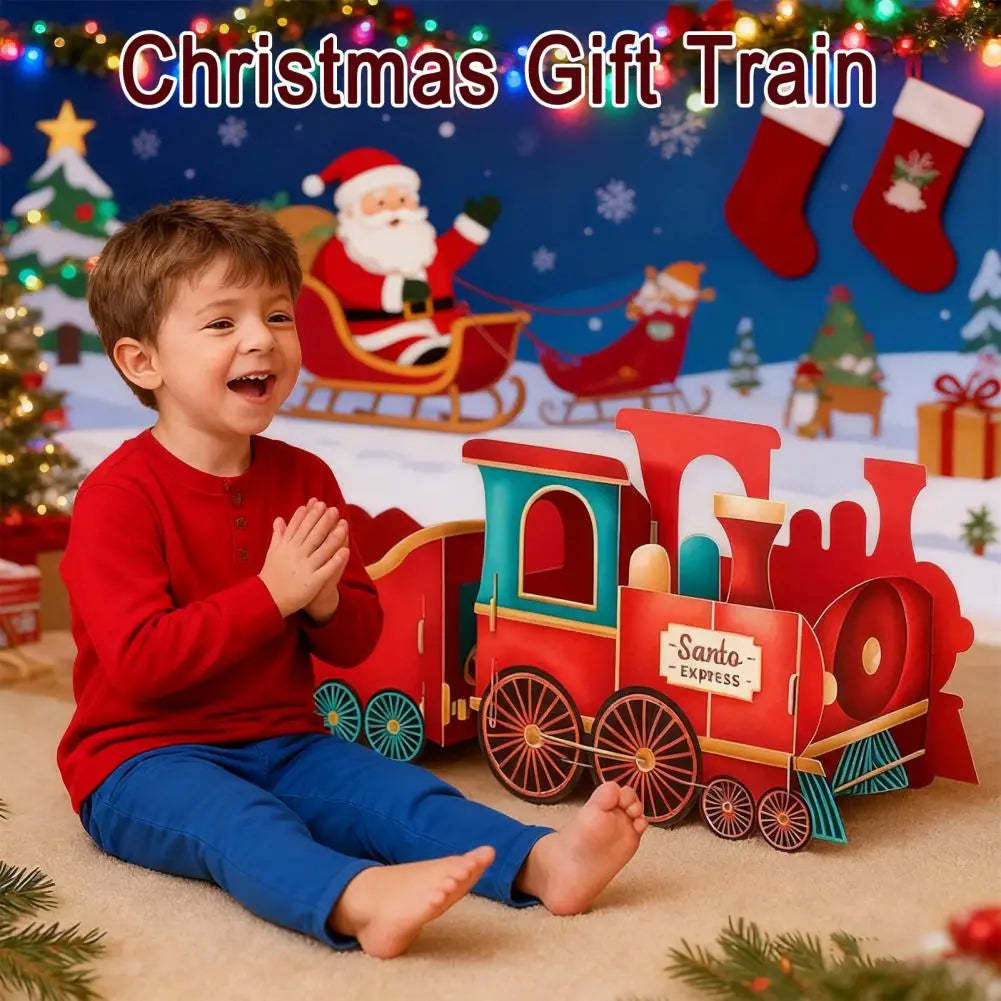 Christmas Gift Train Christmas Train Decoration Festive Christmas Train Toy Set with Santa Gift Boxes Gingerbread Ornaments-Serilas