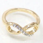 Fashion Inverted 8-shaped Crystal Studded Alloy Ring Women Versatile Crystal Twist Infinity Ring Jewelry ??????? ????????? ?????-Serilas