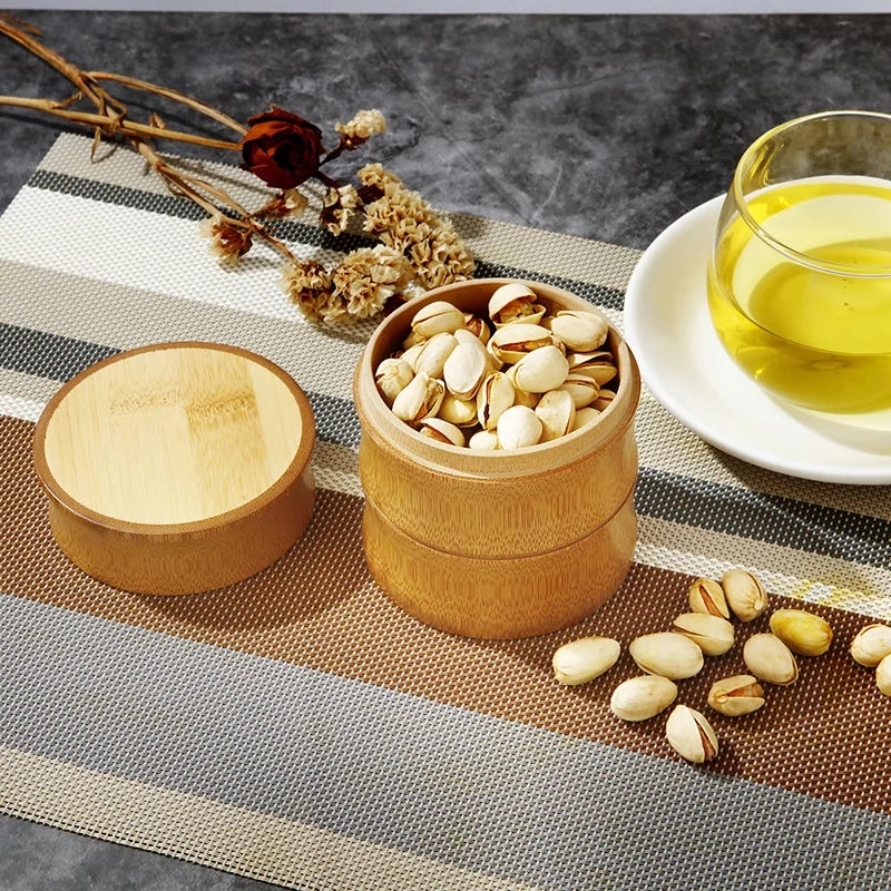 Natural Bamboo Food Storage Box Tea Nut Spice Storage Box Tea Canister Eco-friendly Organizer Jar Kitchen Containers-Serilas