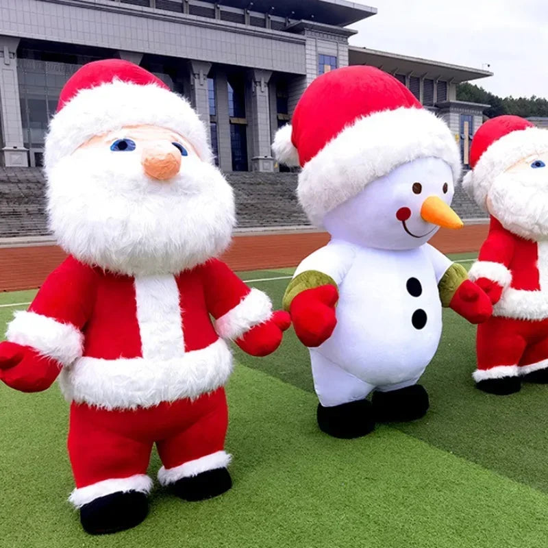 Inflatable Santa Claus Snowman Deer Mascot Costume Adult Fancy Dress Christmas Party Kawaii Mascot Costume Carnival Costumes-Serilas
