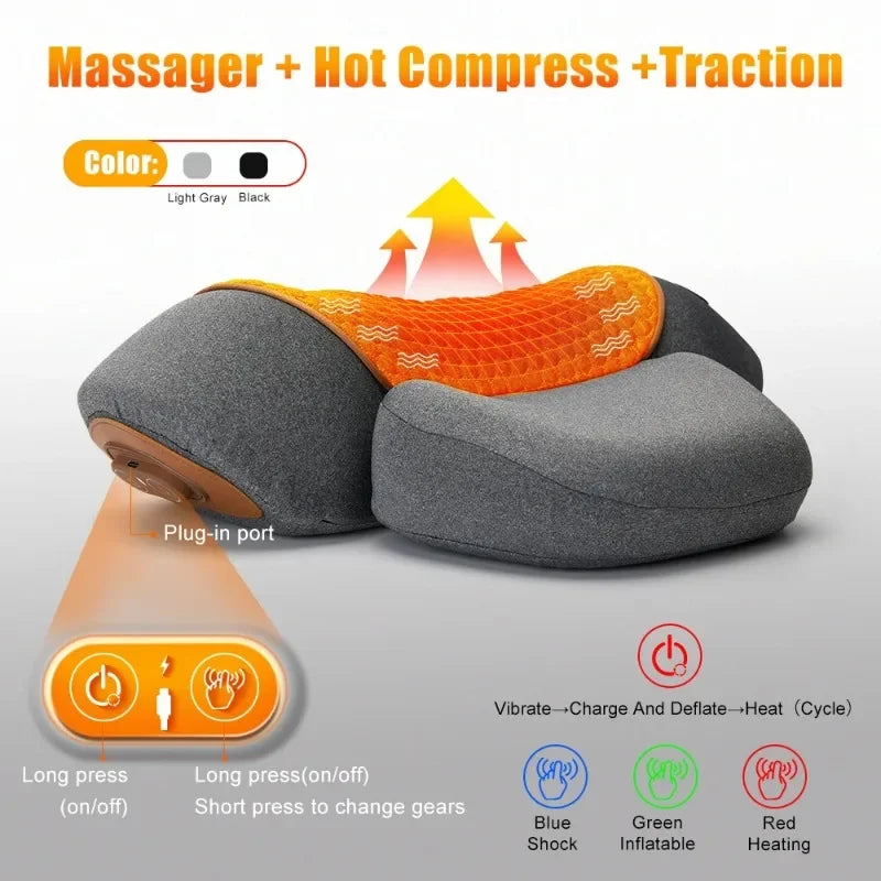Electric Neck Massager Pillow Cervical Stretcher Heating Vibration Massage Back Traction Orthopedic Sleeping Pillows Support-Serilas
