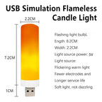 USB LED Night Lamp Simulated Flame Bulbs Night Light Flame Light Effect Bulbs Candle Lights Flickering Flameless Candles Decor-Serilas