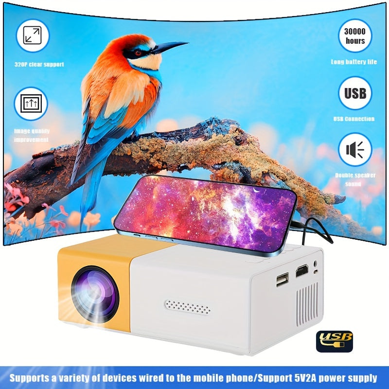 LED Home Theater Projector Small portable outdoor projector 300 lumens Home Theater Outdoor camping office meeting-Serilas